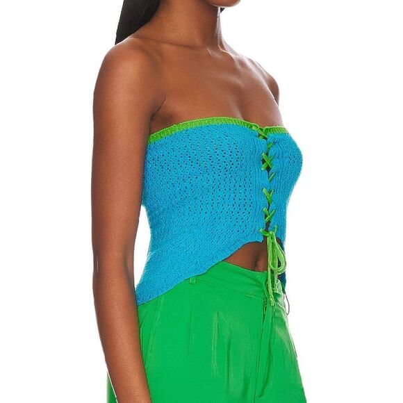 Superdown Blue and Green Knit Tube Top - Size Medium - BRAND NEW - Picture 3 of 7